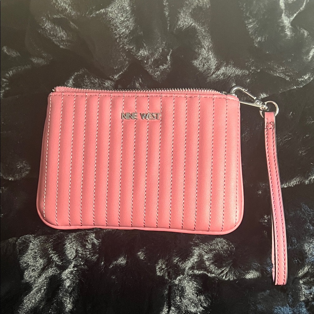 Nine West Pink Striped Wristlet